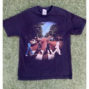 Vintage The Beatles Abbey Road Graphic T-Shirt Black Alstyle Apparel Size L